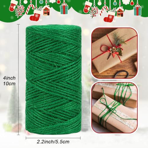 Vivifying Christmas Twine, 328 Feet x 3 Rolls 2mm Red Green Brown Jute Twine for Gift Wrapping and DIY Crafts, Natural Colorful Garden String for Climbing Plants - Image 3