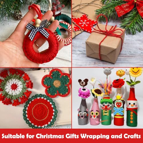 Vivifying Christmas Twine, 328 Feet x 3 Rolls 2mm Red Green Brown Jute Twine for Gift Wrapping and DIY Crafts, Natural Colorful Garden String for Climbing Plants - Image 4
