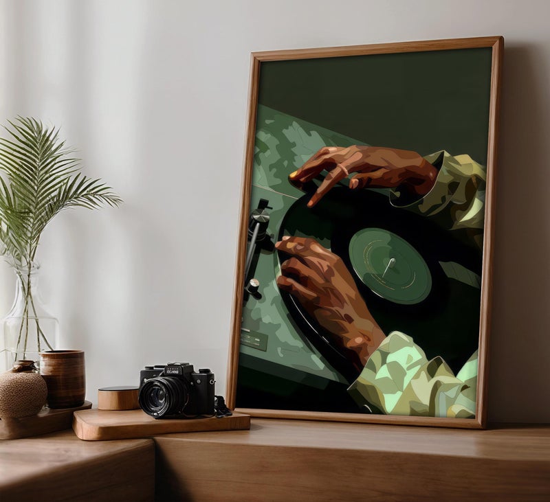 KKP Black Men Wall Art African American DJ Painting Pictures Wall Decor Hip Hop Posters Modern Music Theme Prints Artwork for Mens Apartment Dorm Studio Bedroom Livingroom 12x16 in Unframed - Image 5
