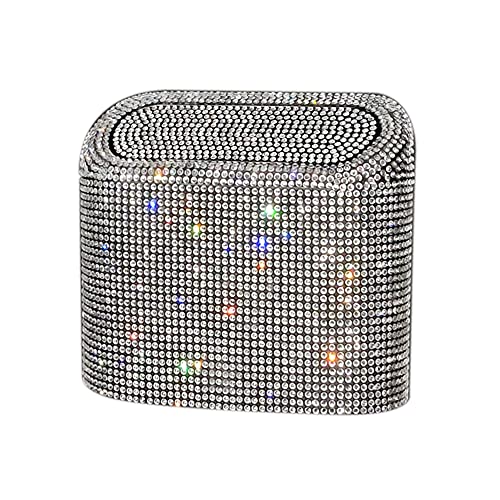 idain Sparkly Car Trash CarHanging Garbage Can with Lid Bling Rhinestone Trash BinLitter Container for VehicleOfficeHome White - Image 1