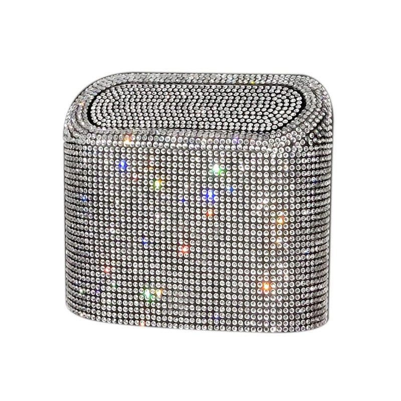 idain Sparkly Car Trash CarHanging Garbage Can with Lid Bling Rhinestone Trash BinLitter Container for VehicleOfficeHome White - Image 3