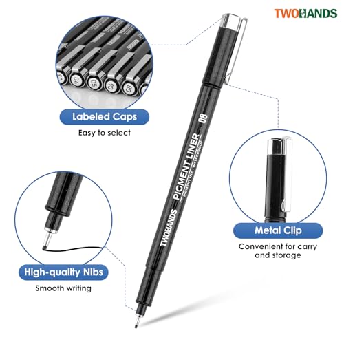TWOHANDS Art Pen Drawing Marker Pens Fineliners Set of 16 Technical Drawing Marker,Pigment,Black,for Art Watercolor,Sketching,Anime,Manga, 21274 - Image 3