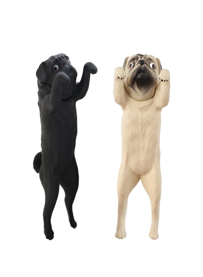 Ximimark 2pc PVC Realistic Miniature Pug Dog Hanging Decoration for Cup Edges - DIY Fairy Garden Accessories - Image 1