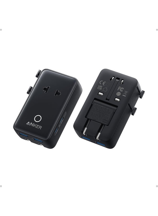 أنكر Anker Nano Travel Adapter, 5-Port Power Adapter with 1 AC, 2 USB-A, and 2 USB-C Ports, Smart Temperature Control, Compatible with Over 200 Countries, Ideal for Travel (1-Pack) black - Image 1