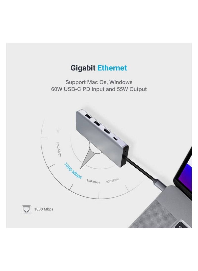 Powerology - USB C Hub 11 in 1 VGA Ethernet HDMI Support Compatible With Macbook Pro Dell XPS 13 & 15 Microsoft Surface Book Asus Chromebook and Zenbook Pro and More - Image 1