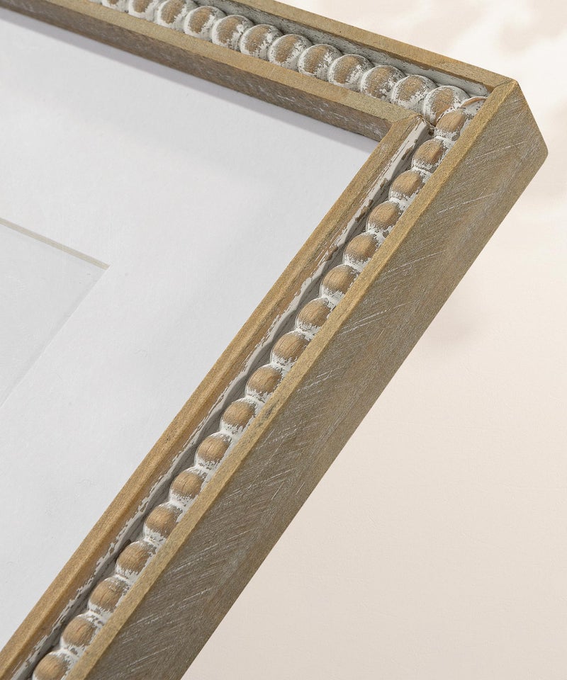 SUMGAR 8x10 Picture Frame Boho 5x7 Photo Frame with Mat Farmhouse White Wood Shabby Chic Wall Mounted Display for Birthday Wedding Friend Gifts for Christmas with Distressed Decorative Pine Beads - Image 4