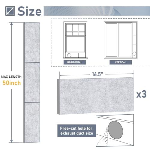 Flamorrow Insulated Foam Panels for Portable AC Window Seal Kit, Sturdy & Thick Air Conditioner Insulating Panel, Adjustable AC Window Seal Panels for Seal Heat, Fill Gap, Reduce Noise, 3 Pack - Image 3