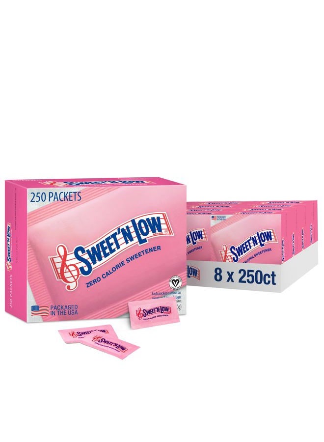 SWEET'N LOW محلي خالي من السعرات الحرارية | يحتوي على السكارين، بديل السكر، كيتو، نباتي، خالٍ من الغلوتين | مثالي للطهي، الخَبز، القهوة، الشاي، المشروبات الساخنة/الباردة | 250 عبوة (8 عبوات) - Image 1