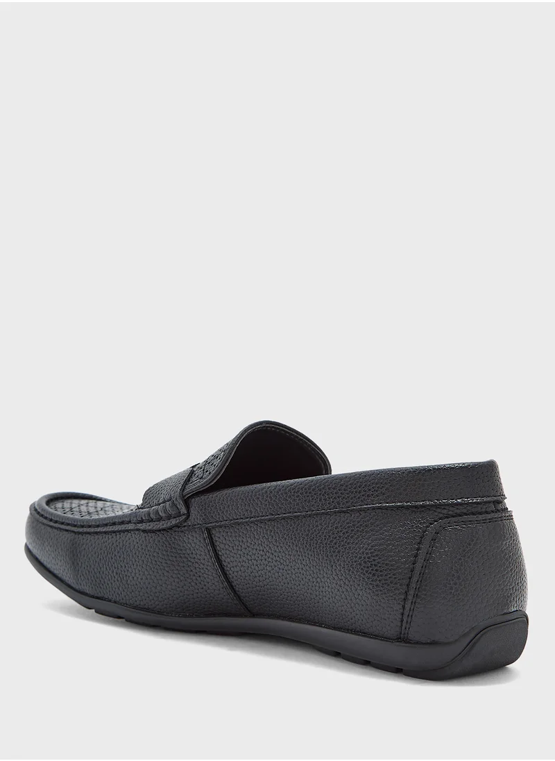 Robert Wood Textured Formal Loafers