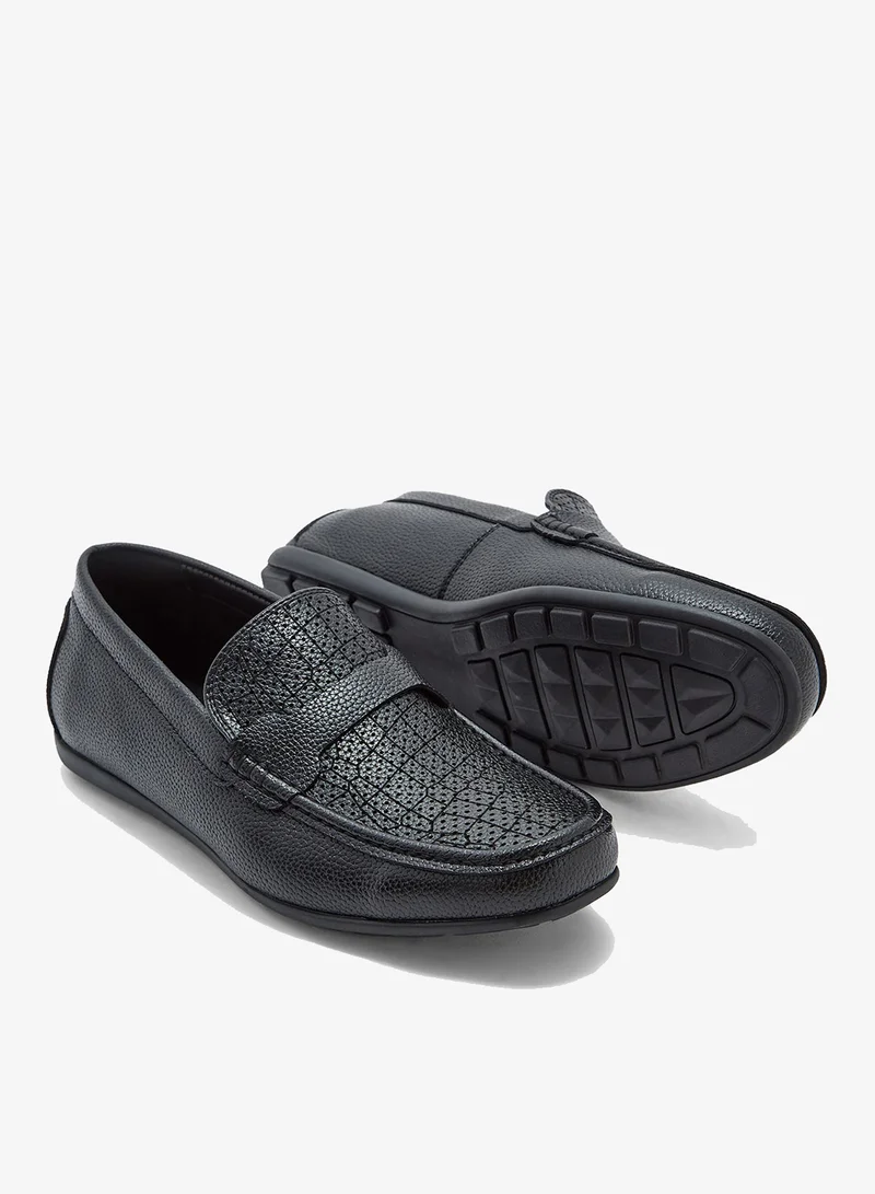 Robert Wood Black Textured Formal Loafers for Men | Best Price UAE