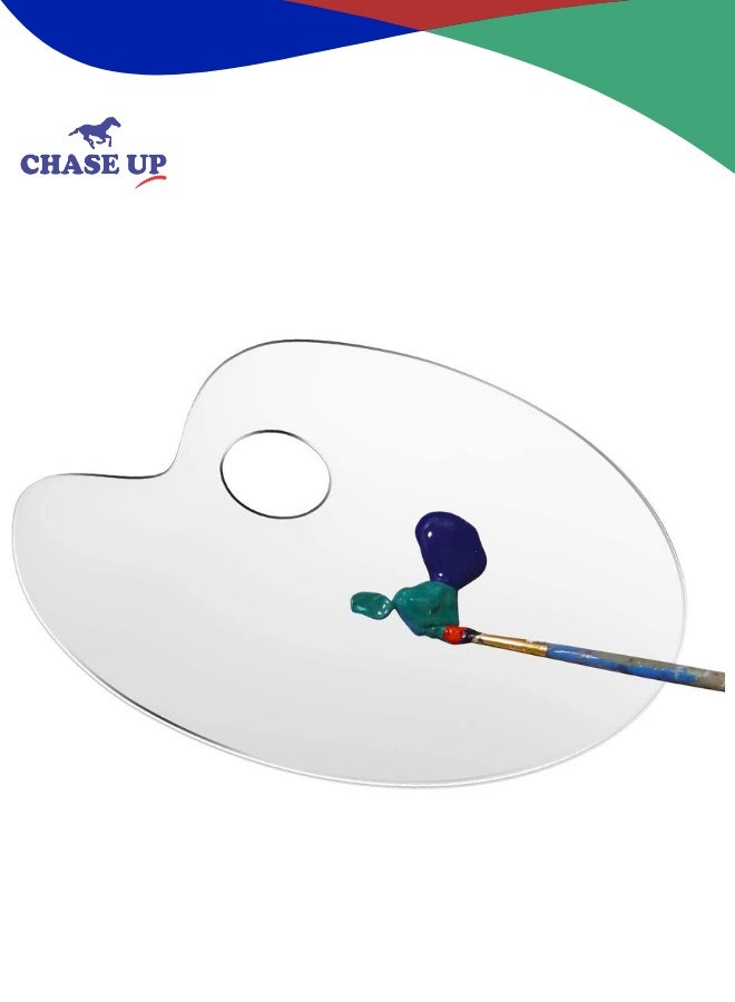 تشيس اب لوحة ألوان فنية أكريليك شفافة قابلة لإعادة الاستخدام، مقاس 8 × 11.8 بوصة، لوحة رسم بيضاوية الشكل، ألوان غير لاصقة، قابلة للغسل بفتحة الإبهام، لوازم الرسم الفنية والحرفية للأطفال أو المحترفين - Image 1