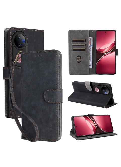 Phone Case for vivo V50 5G with RFID Security Protection Flip PU Leather Wallet Case with Card Holder Shockproof Protective Cover