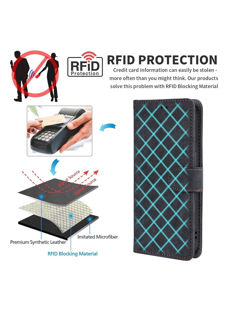 Phone Case for vivo V50 5G with RFID Security Protection Flip PU Leather Wallet Case with Card Holder Shockproof Protective Cover