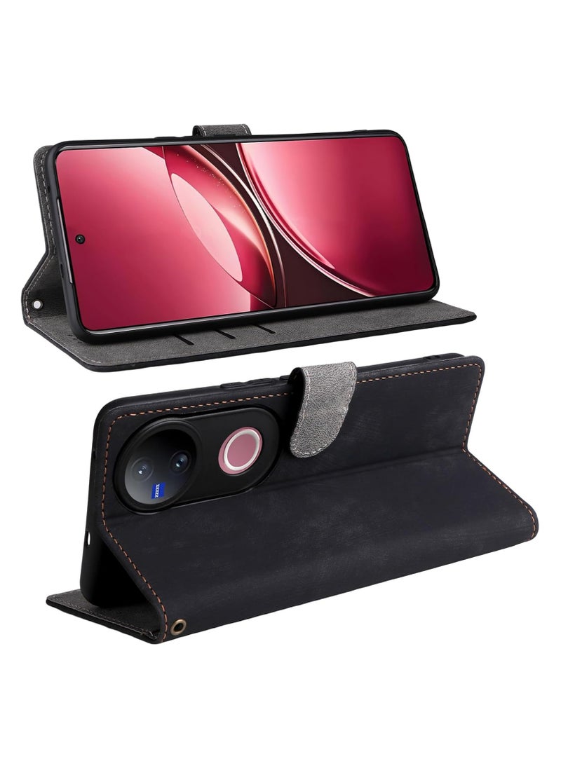 Phone Case for vivo V50 5G with RFID Security Protection Flip PU Leather Wallet Case with Card Holder Shockproof Protective Cover