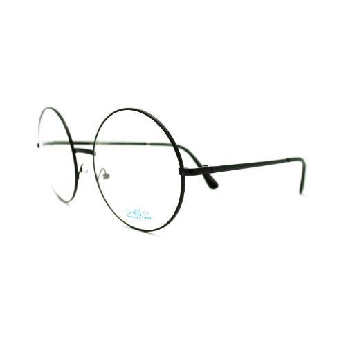 PASTL Super Oversized Round Circle Frame Clear Lens Glasses Black - Image 3