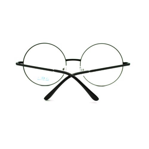 PASTL Super Oversized Round Circle Frame Clear Lens Glasses Black - Image 4
