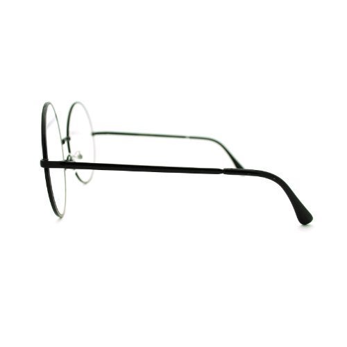 PASTL Super Oversized Round Circle Frame Clear Lens Glasses Black - Image 5