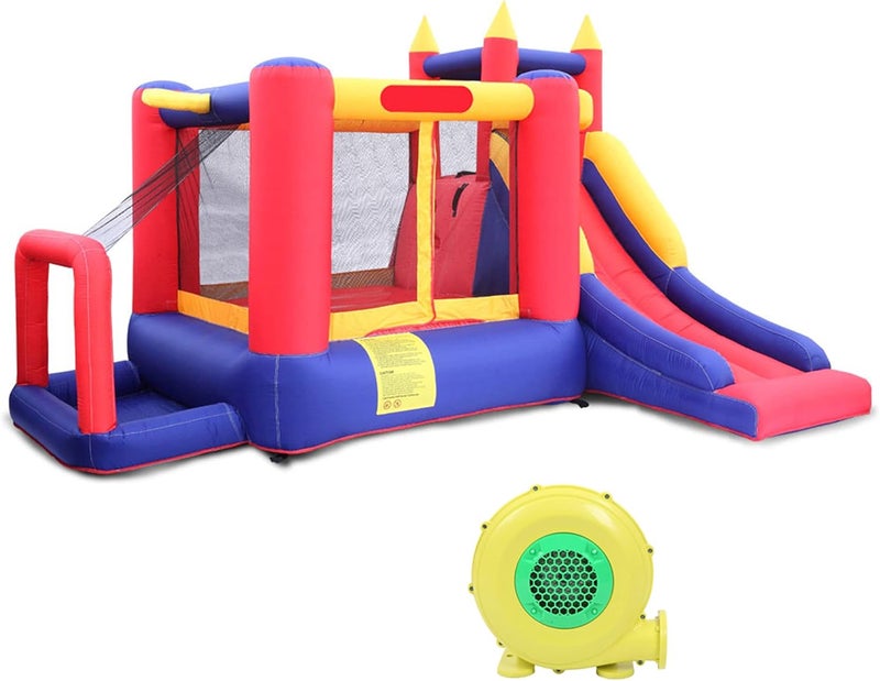 klarako Bounce House Castle Inflatable Bouncer, Fun Slide, Safe Entrance Opening, 11.15 ft L x 9.03 ft W x 6.89 ft H, Kid Castle Party Theme Bounce House, Air Blower Included - Image 1