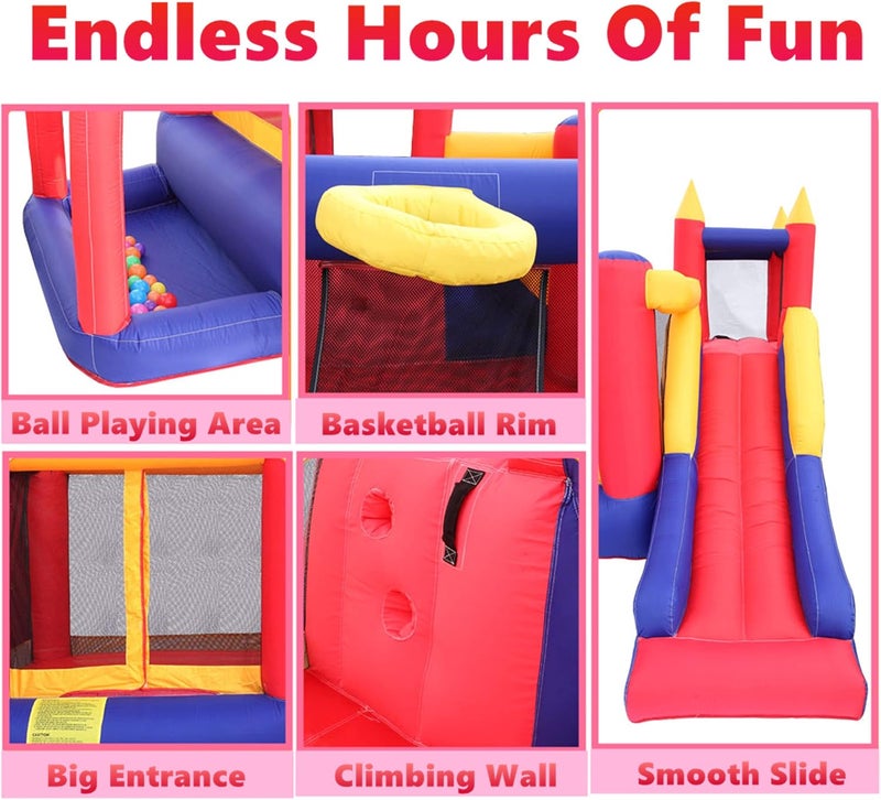 klarako Bounce House Castle Inflatable Bouncer, Fun Slide, Safe Entrance Opening, 11.15 ft L x 9.03 ft W x 6.89 ft H, Kid Castle Party Theme Bounce House, Air Blower Included - Image 2