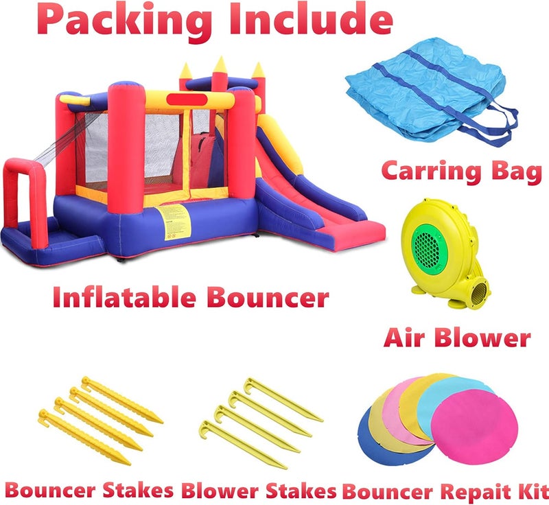 klarako Bounce House Castle Inflatable Bouncer, Fun Slide, Safe Entrance Opening, 11.15 ft L x 9.03 ft W x 6.89 ft H, Kid Castle Party Theme Bounce House, Air Blower Included - Image 5