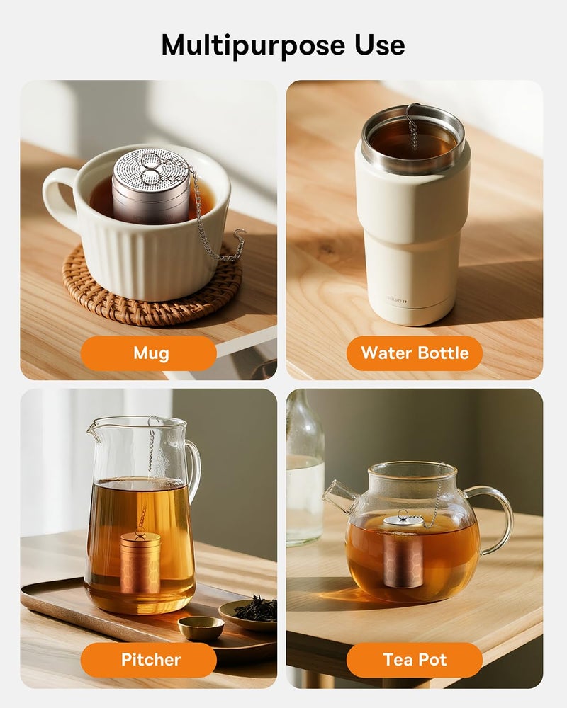 House Again Tea Infusers, Extra Fine Mesh Tea Strainers for Loose Tea, Updated Slim Threaded Lid & 304 Stainless Steel, Filter Bags Diffusers, Loose Leaf Tea Steeper for Brew Tea Spices & Seasonings - Image 4