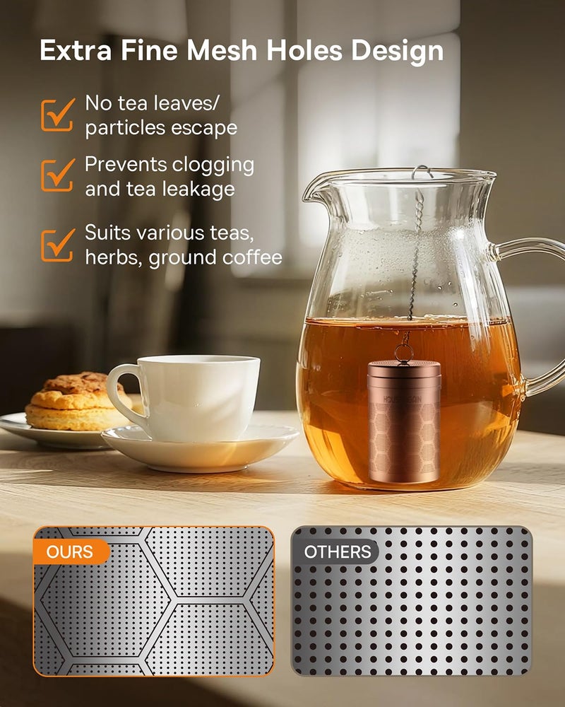 House Again Tea Infusers, Extra Fine Mesh Tea Strainers for Loose Tea, Updated Slim Threaded Lid & 304 Stainless Steel, Filter Bags Diffusers, Loose Leaf Tea Steeper for Brew Tea Spices & Seasonings - Image 2