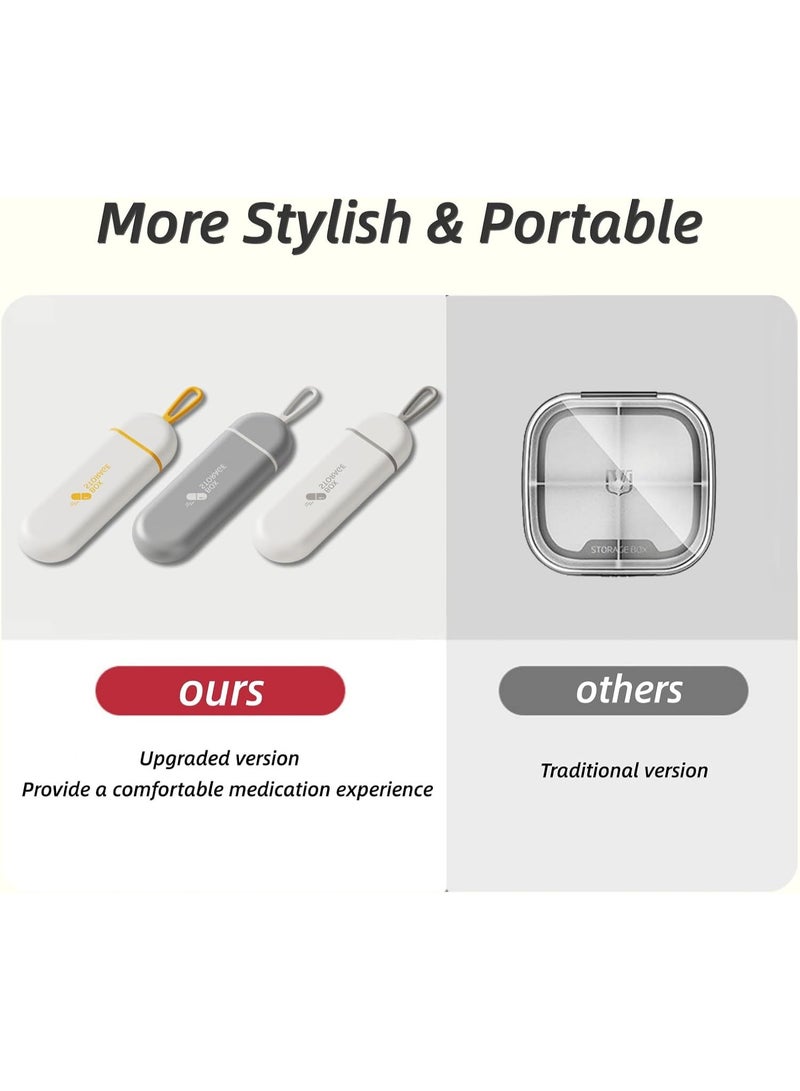 العامه صندوق حبوب منع الحمل المضغوط والمتين المضاد للرطوبة من ثلاث مقصورات - ختم مقاوم للماء ، مادة ABS صديقة للبيئة ، سعة كبيرة ، مثالي للسفر ، الاستخدام اليومي ، تخزين الأدوية ، وسهولة الحمل - Image 5