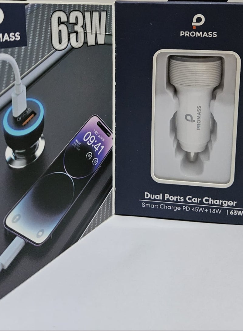 بروماس شاحن سيارة سريع ممتاز ثنائي المنافذبي دي 45 واط + كيو سي 18 واط - Image 1