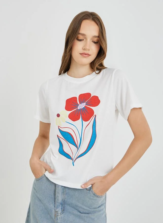 Take Two Take Two Graphic Print Round Neck T-Shirt