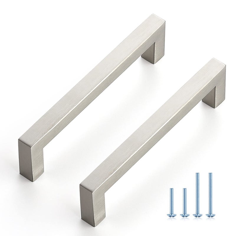 Ravinte 30 Pack Cabinet Handles Square Cabinets Cupboard Handles Brushed Nickel Drawer Pulls Stainless Steel Kitchen Cabinet Pulls Cabinet Hardware Drawer Handles 5 inch Hole Center - Image 1