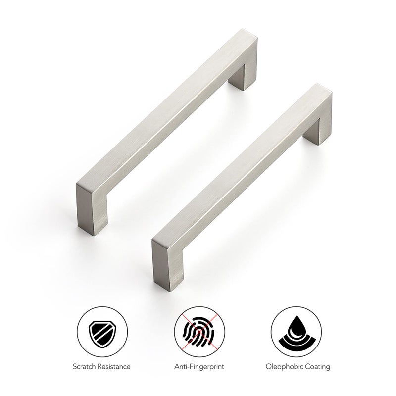 Ravinte 30 Pack Cabinet Handles Square Cabinets Cupboard Handles Brushed Nickel Drawer Pulls Stainless Steel Kitchen Cabinet Pulls Cabinet Hardware Drawer Handles 5 inch Hole Center - Image 4