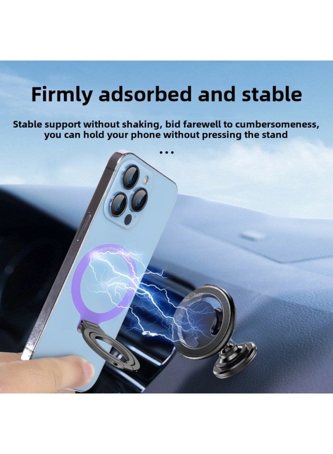 Applicable To Apple Ring Magsafe Magnetic Back Sticker Mobile Phone Desktop Folding Bracket Ultra-thin Magnetic Invisible Bracket-Color:Black  - Image 5
