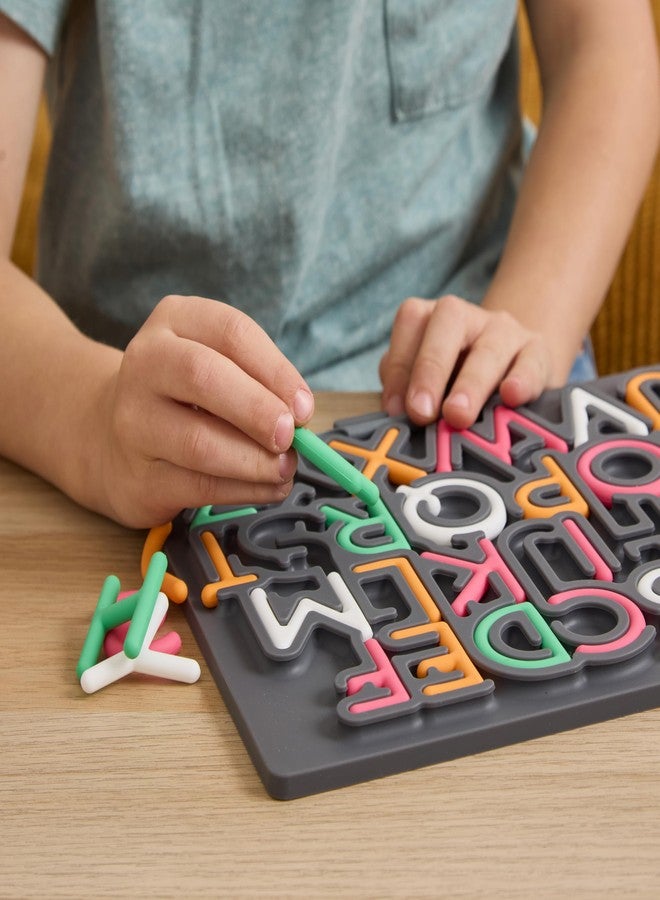 Pushpeel Sensory Learning Activity Board - Silent Silicone Tracing Puzzle Toy for Preschoolers - Uppercase Alphabet - Granite - Image 2