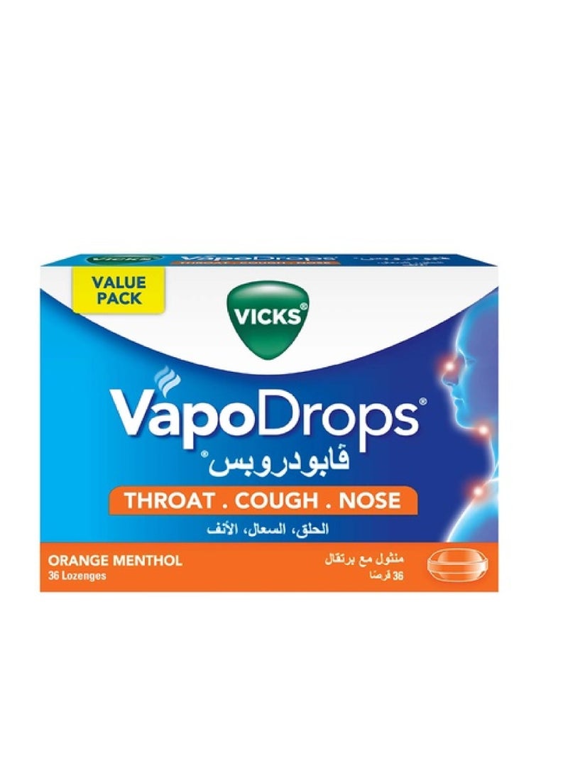 Vicks VICKS VAPODROPS ORANGE MENTHOL LOZ 36'S 