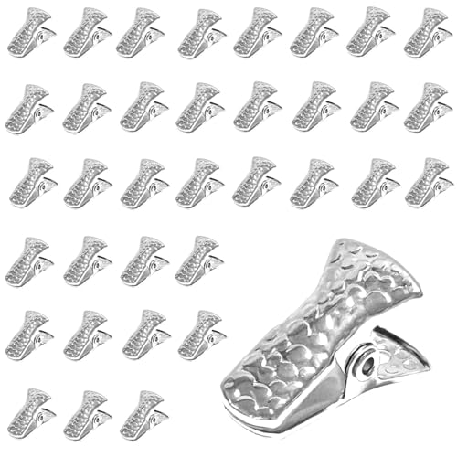 YUCHIYA 35 Pack Mini Metal Alligator Clips for Crafts Non-Slip Silicone-Coated Retro DIY Badge Small Spring Clips (Silver) - Image 1