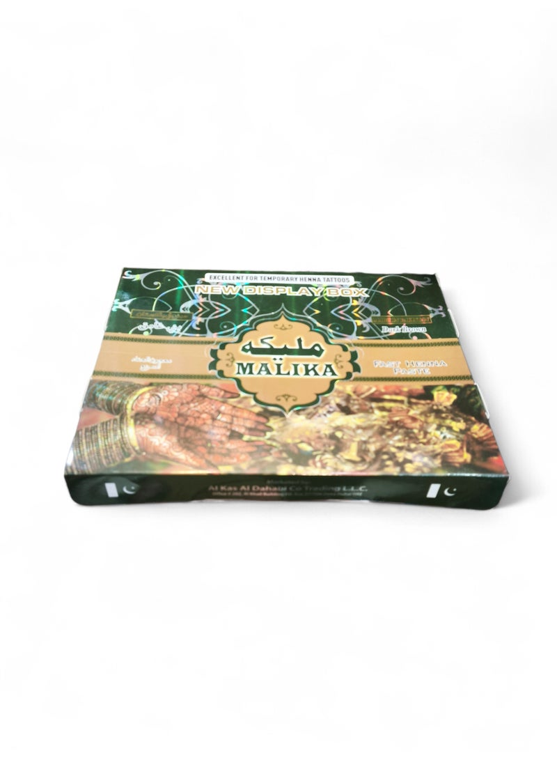 Malika Cone Henna Box Natural Paste 12 Pieces Dark Brown - Image 2