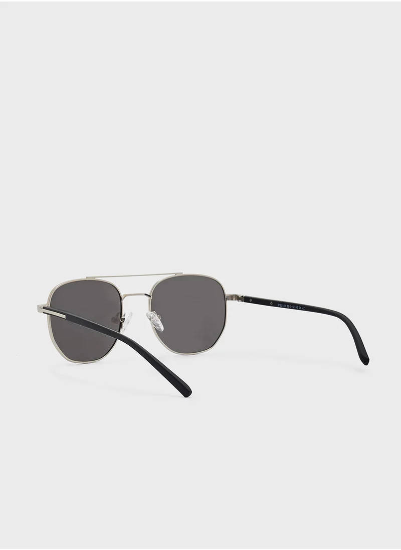 روبرت وود Polarized Gradient Lens Metal Frame Square Aviator Sunglasses