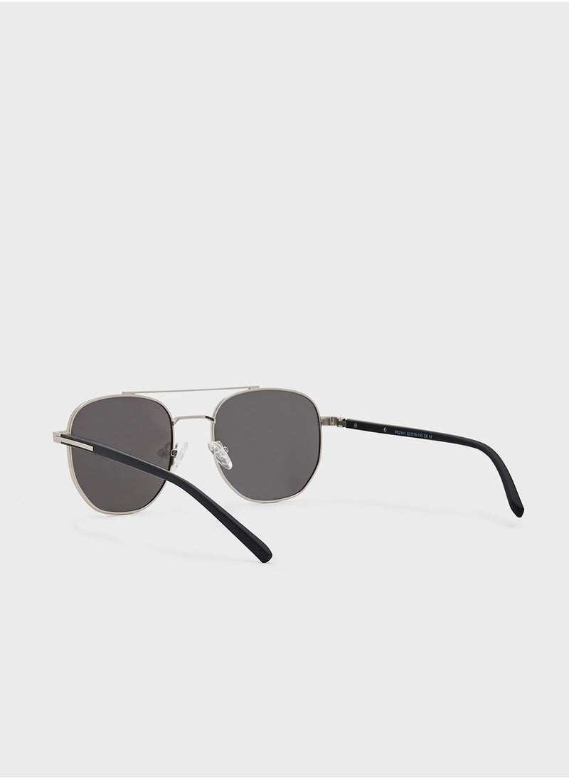 Polarized Gradient Lens Metal Frame Square Aviator Sunglasses