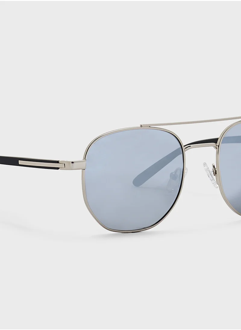 روبرت وود Polarized Gradient Lens Metal Frame Square Aviator Sunglasses