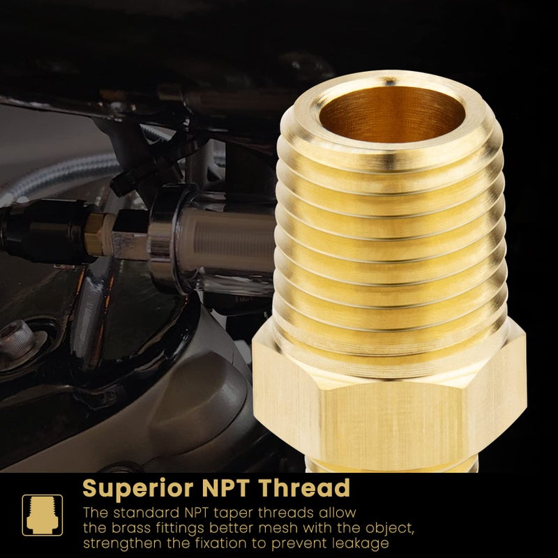 KOOTANS 1/4 NPT x 1/8 NPT Male Solid Brass Nipples, Heavy Brass Pipe Adapter Fittings Hex Reducing Nipples Connectors 4Pieces - Image 4