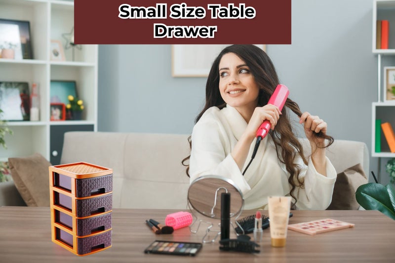 Nabhya Cosmetic & Make-up Organizers Small Size Drawer Table Drawer System Organizer Rack (4 Drawer, Brown) - Image 2