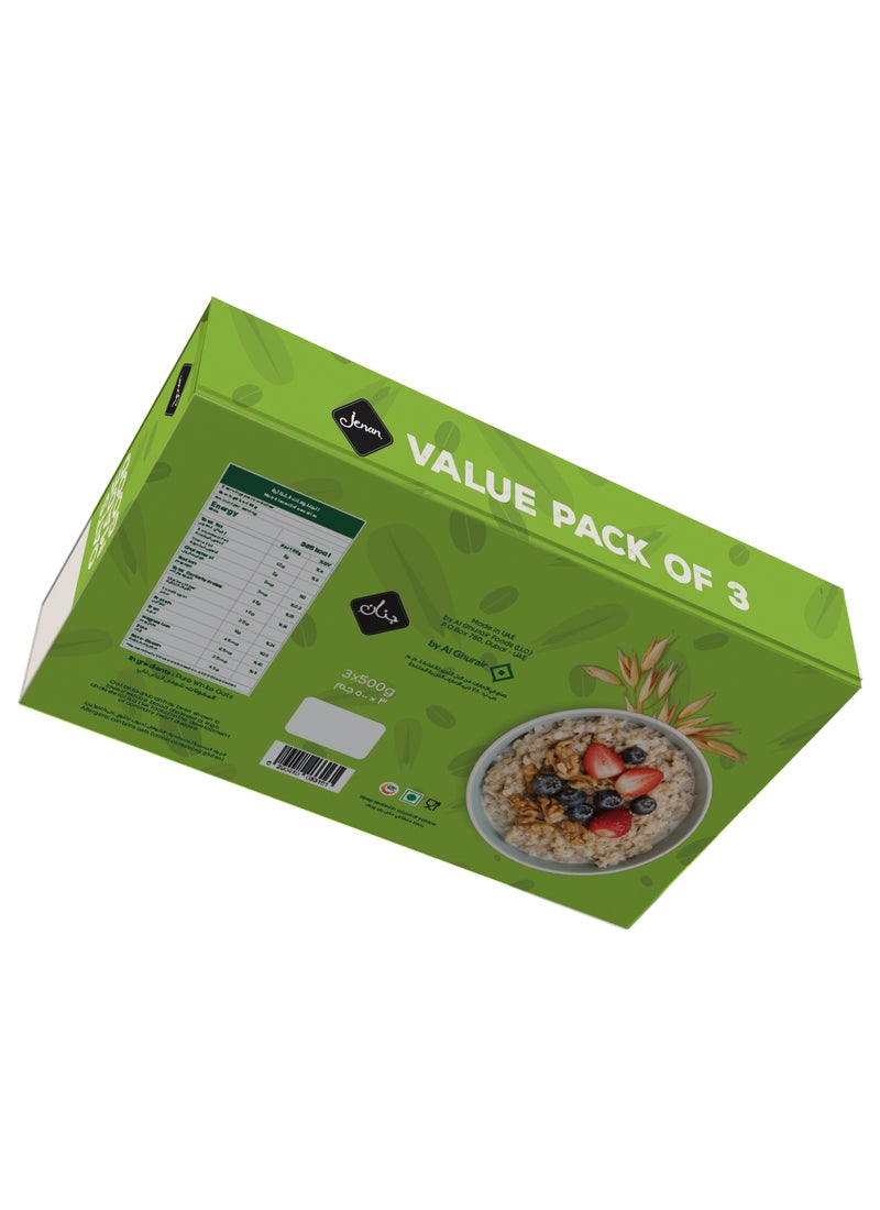 Jenan Quick Cooking Oat Flakes 500gm Pack Of 3 - Image 3