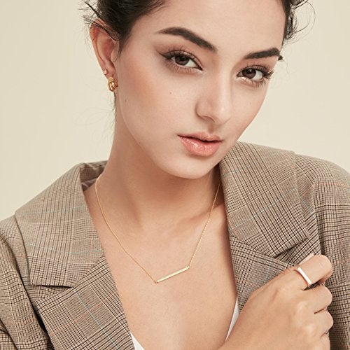 S.Leaf Gold Choker Necklace for Women Sterling Silver Dainty Gold Plated Layered Necklaces for Women Cubic Zirconia Necklace (Bar_Gold) - Image 5