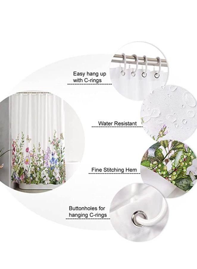 Fashion 3D erfly Flower Shower Curtain, Watercolor Floral Curtains Colorful Bathroom Waterproof and Washable partition Curtain for Kitchen Bedroom Bath Window - Image 5