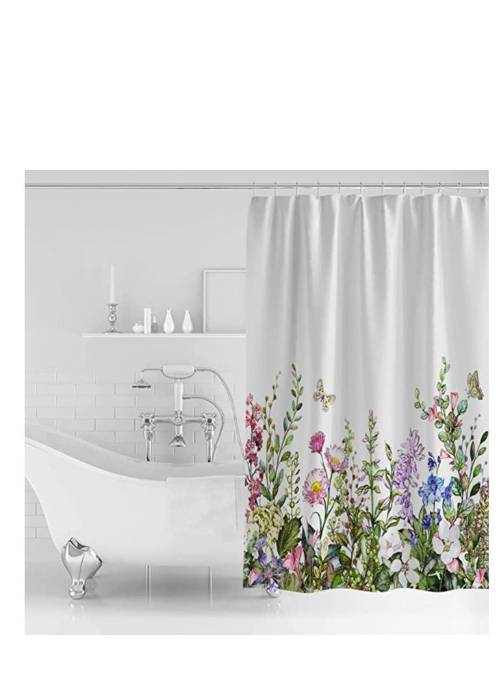 Fashion 3D erfly Flower Shower Curtain, Watercolor Floral Curtains Colorful Bathroom Waterproof and Washable partition Curtain for Kitchen Bedroom Bath Window - Image 3