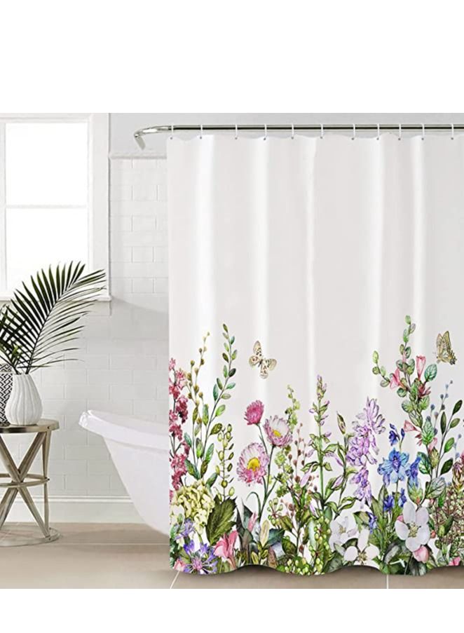 Fashion 3D erfly Flower Shower Curtain, Watercolor Floral Curtains Colorful Bathroom Waterproof and Washable partition Curtain for Kitchen Bedroom Bath Window - Image 4