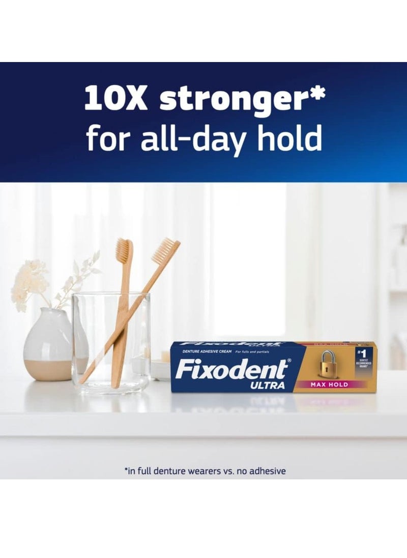 Fixodent Fixodent Ultra Max Hold Secure Denture Adhesive Cream for Full and Partial Denture Wearers, 2.2oz (Pack of 4)  - Image 3