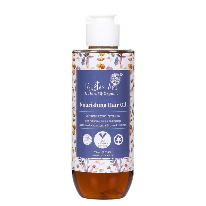 Rustic Art Organic Rosemary Nourishing Hair Oil | Deep Nourishing & Scalp Health | Castor Brahmi Blend | 200ml - Image 5