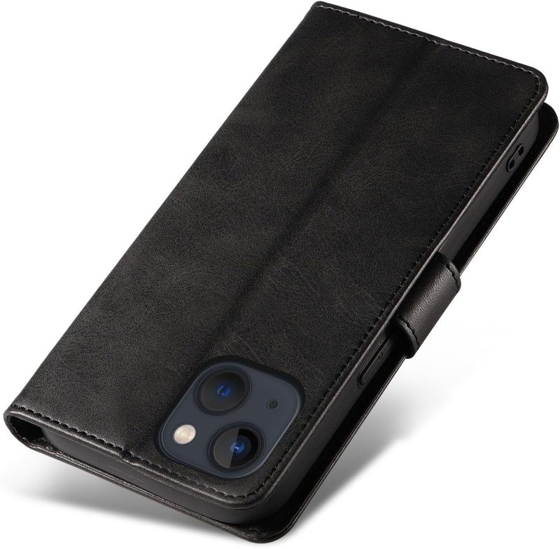 RKINC for iPhone 15 Case with 3 Card Slots PU Leather Wallet Magnetic Flip Closure Folio Cover, Card Holders Kickstand Shockproof TPU Protective Phone Case, Black - Image 3