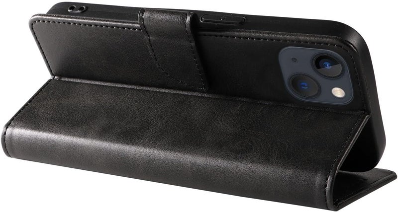 RKINC for iPhone 15 Case with 3 Card Slots PU Leather Wallet Magnetic Flip Closure Folio Cover, Card Holders Kickstand Shockproof TPU Protective Phone Case, Black - Image 2